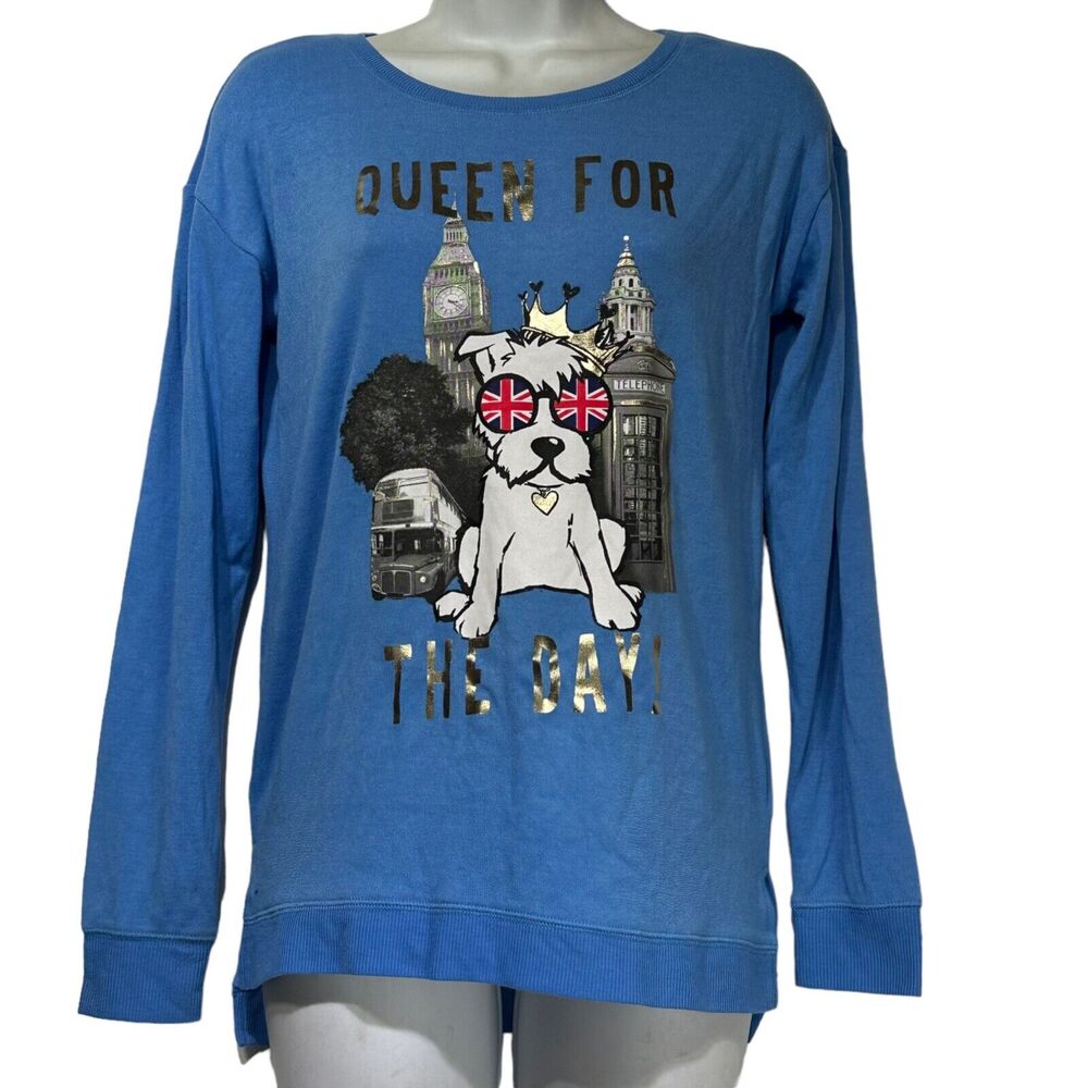 Justice Queen For a Day London Blue Pullover Sweater Size 14